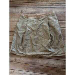 Tory Burch Metallic Gold A-Line Mini Skirt M Party Holiday Cocktail